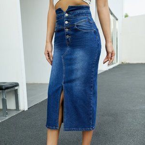 CASUAL DOLLZ Denim Midi Skirt